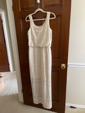 London Times Ivory Lace Maxi Dress - Sleeveless Blouson Style